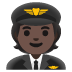 🧑🏿‍✈️ pilot: dark skin tone display on Google